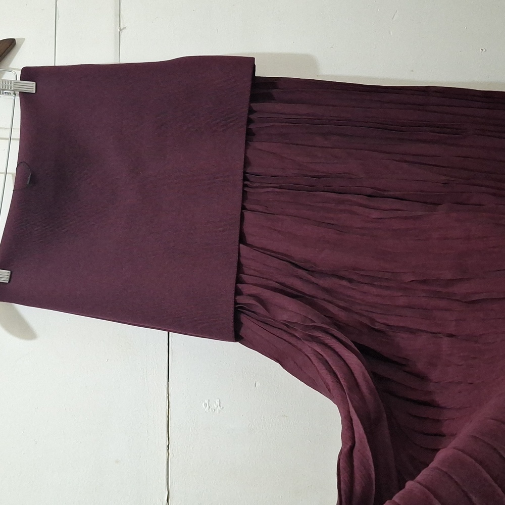 NWT ZARA MIXED PLEATED KNIT Elegant Burgundy Maxi SKIRT BLOGGERS FAV - Picture 13 of 15